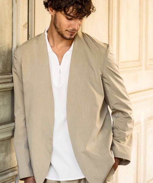 1PIU1UGUALE3 RELAX(ウノピゥウノウグァーレトレ リラックス)ノーカラージャケット 