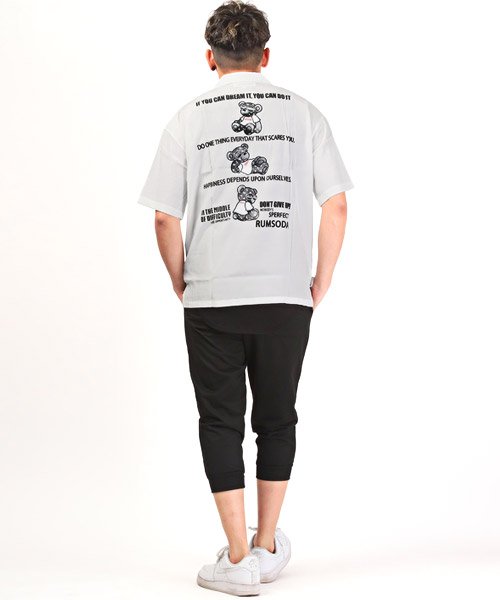 LUXSTYLE(ラグスタイル)/RUMSODA(ラムソーダ)ベアプリントオープンカラー半袖シャツ/半袖シャツ メンズ オープンカラー テディベア クマ ロゴ プリント/img05