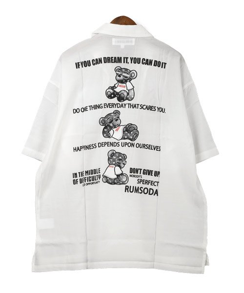LUXSTYLE(ラグスタイル)/RUMSODA(ラムソーダ)ベアプリントオープンカラー半袖シャツ/半袖シャツ メンズ オープンカラー テディベア クマ ロゴ プリント/img12