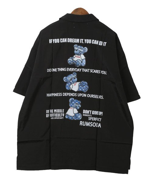 LUXSTYLE(ラグスタイル)/RUMSODA(ラムソーダ)ベアプリントオープンカラー半袖シャツ/半袖シャツ メンズ オープンカラー テディベア クマ ロゴ プリント/img14