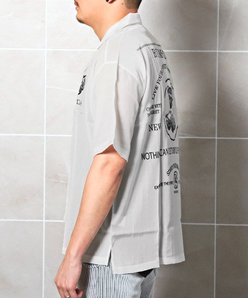 LUXSTYLE(ラグスタイル)/RUMSODA(ラムソーダ)ベアプリントオープンカラー半袖シャツ/半袖シャツ メンズ オープンカラー テディベア クマ ロゴ バックプリント/img02