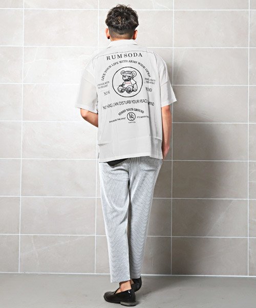 LUXSTYLE(ラグスタイル)/RUMSODA(ラムソーダ)ベアプリントオープンカラー半袖シャツ/半袖シャツ メンズ オープンカラー テディベア クマ ロゴ バックプリント/img03