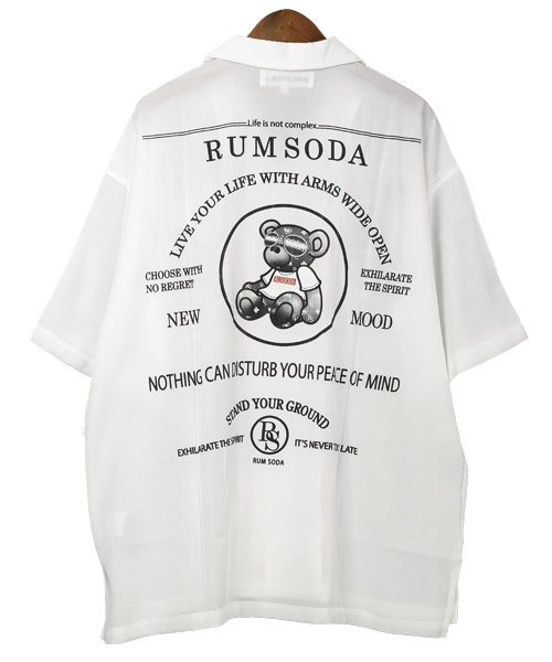 LUXSTYLE(ラグスタイル)/RUMSODA(ラムソーダ)ベアプリントオープンカラー半袖シャツ/半袖シャツ メンズ オープンカラー テディベア クマ ロゴ バックプリント/img08