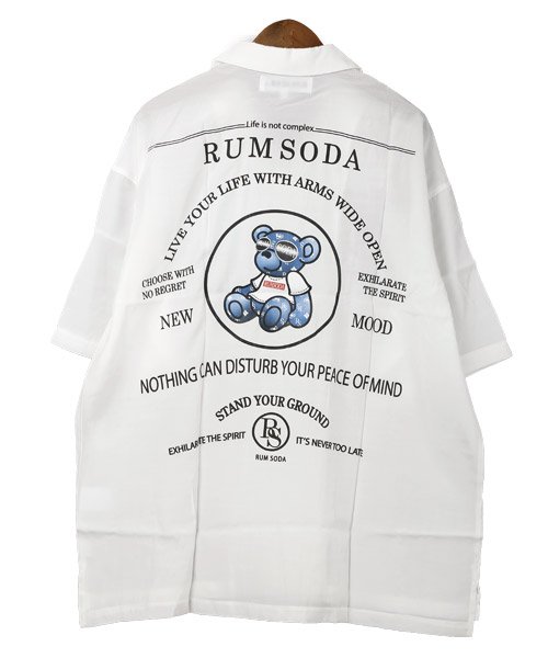 LUXSTYLE(ラグスタイル)/RUMSODA(ラムソーダ)ベアプリントオープンカラー半袖シャツ/半袖シャツ メンズ オープンカラー テディベア クマ ロゴ バックプリント/img12