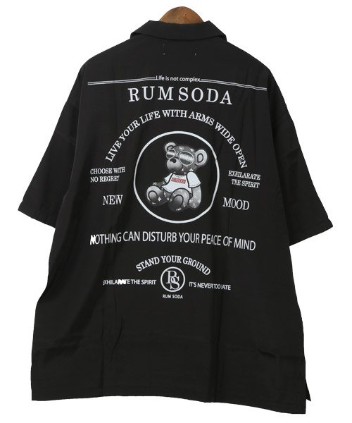 LUXSTYLE(ラグスタイル)/RUMSODA(ラムソーダ)ベアプリントオープンカラー半袖シャツ/半袖シャツ メンズ オープンカラー テディベア クマ ロゴ バックプリント/img14