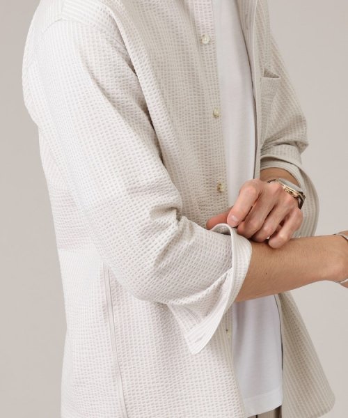 【抗菌防臭／7分袖】サッカージャージ ストライプシャツ また