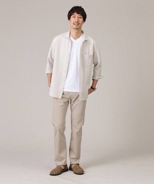 【抗菌防臭／7分袖】サッカージャージ ストライプシャツ また