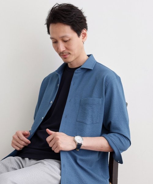 【抗菌防臭／7分袖】サッカージャージ ストライプシャツ また