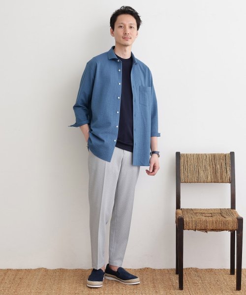 【抗菌防臭／7分袖】サッカージャージ ストライプシャツ また