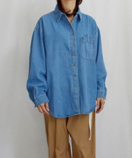 ARGO TOKYO(アルゴトウキョウ)/Big Pocket Denim Shirt 23001　ビッグポケットデニムシャツ　デニム　シャツ　ブラウス　トップス　春　秋　新作/img03