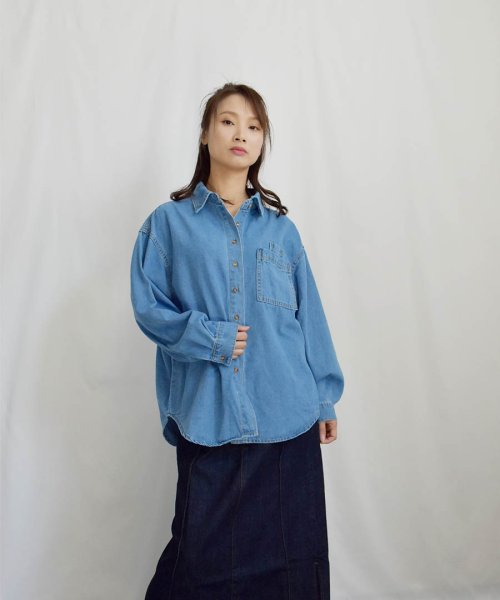 ARGO TOKYO(アルゴトウキョウ)/Big Pocket Denim Shirt 23001　ビッグポケットデニムシャツ　デニム　シャツ　ブラウス　トップス　春　秋　新作/img19