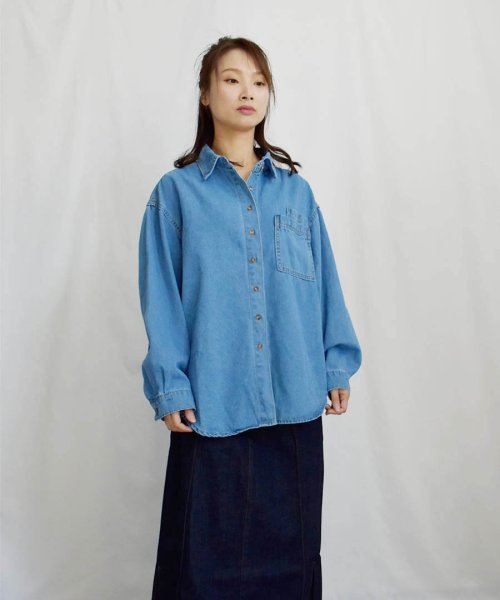 ARGO TOKYO(アルゴトウキョウ)/Big Pocket Denim Shirt 23001　ビッグポケットデニムシャツ　デニム　シャツ　ブラウス　トップス　春　秋　新作/img21