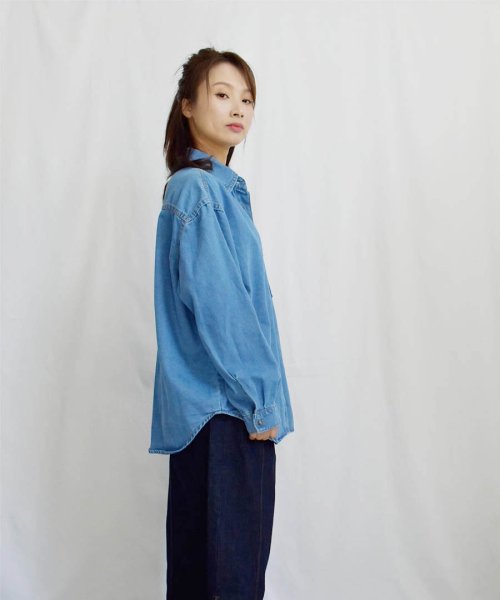 ARGO TOKYO(アルゴトウキョウ)/Big Pocket Denim Shirt 23001　ビッグポケットデニムシャツ　デニム　シャツ　ブラウス　トップス　春　秋　新作/img22