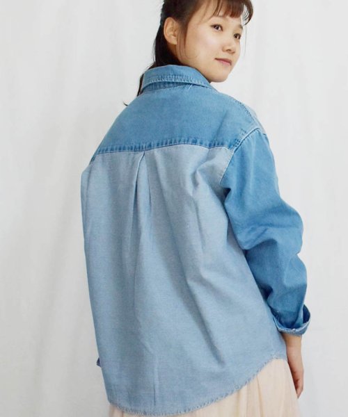 ARGO TOKYO(アルゴトウキョウ)/Switching Denim Shirt 23040 切り替えデニムシャツ　切り替えデニム　デニムシャツ　シャツ　ブラウス　コットンシャツ　春　秋　冬　トップ/img21