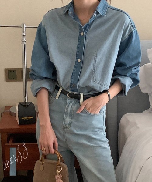 ARGO TOKYO(アルゴトウキョウ)/Switching Denim Shirt 23040 切り替えデニムシャツ　切り替えデニム　デニムシャツ　シャツ　ブラウス　コットンシャツ　春　秋　冬　トップ/img31