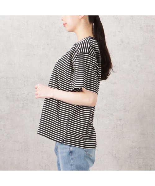 MAC HOUSE(women)(マックハウス（レディース）)/NAVY ネイビー U.S.コットン100％ ボーダーTシャツ CO233－WC004/img01