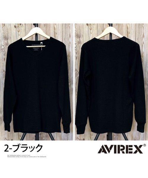 TopIsm(トップイズム)/AVIREX アビレックス ロングTシャツ メンズ 長袖 ロンT Tシャツ サーマル VネックTシャツ 無地 デイリーインナー カットソー/img06