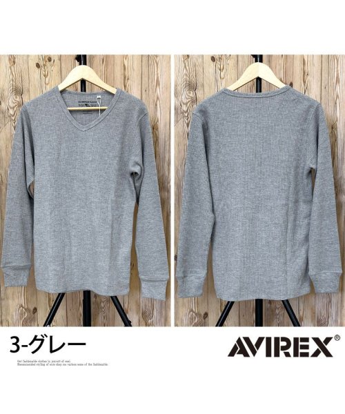 TopIsm(トップイズム)/AVIREX アビレックス ロングTシャツ メンズ 長袖 ロンT Tシャツ サーマル VネックTシャツ 無地 デイリーインナー カットソー/img08