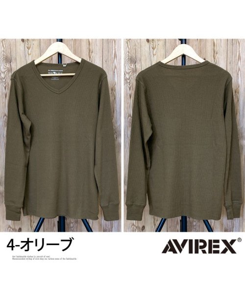 TopIsm(トップイズム)/AVIREX アビレックス ロングTシャツ メンズ 長袖 ロンT Tシャツ サーマル VネックTシャツ 無地 デイリーインナー カットソー/img10