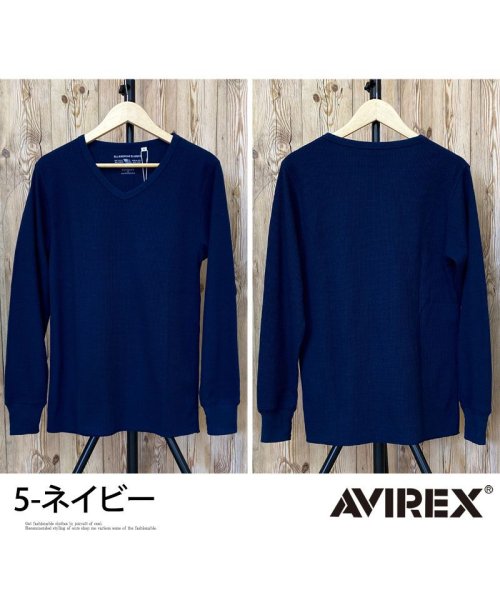 TopIsm(トップイズム)/AVIREX アビレックス ロングTシャツ メンズ 長袖 ロンT Tシャツ サーマル VネックTシャツ 無地 デイリーインナー カットソー/img12