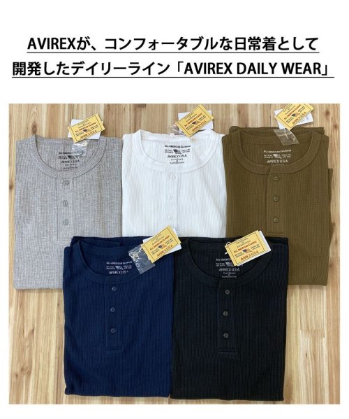 TopIsm(トップイズム)/AVIREX アビレックス Tシャツ メンズ 半袖 サーマル ヘンリーネックTシャツ 無地 デイリーインナー カットソー/img13