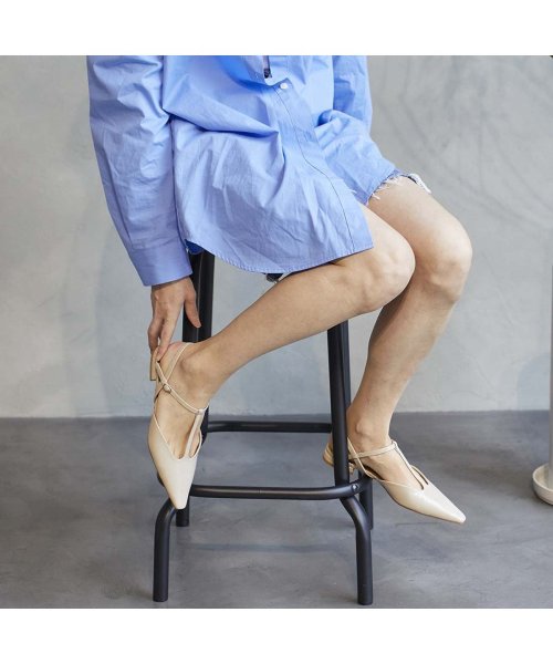 ポインテッドトゥTストラップパンプス 本革 T1405541254(10797円)