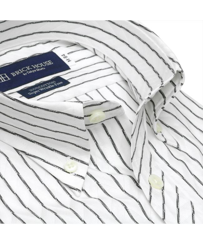 【ライトパープル】(M)【超形態安定】 プレミアム ボタンダウン 長袖 形態安定 ワイシャツ 綿100%