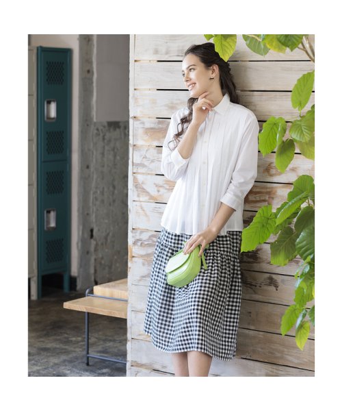 【S・Mサイズ】綿ローンソフトワッシャー　タックブラウス Mサイズ