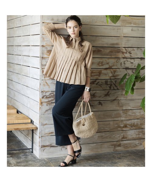 【S・Mサイズ】綿ローンソフトワッシャー　タックブラウス Mサイズ