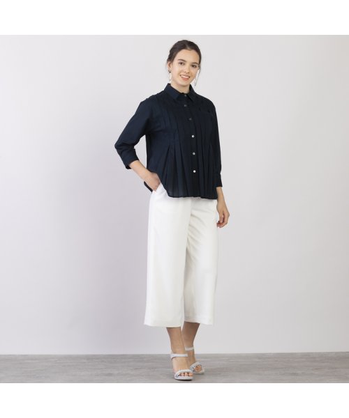 【S・Mサイズ】綿ローンソフトワッシャー　タックブラウス Mサイズ
