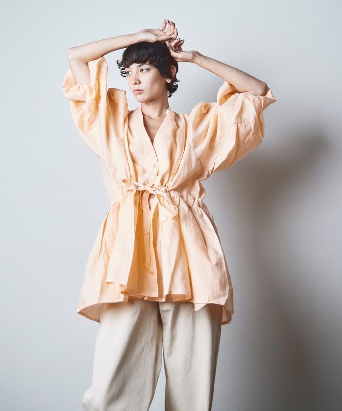 トレック販売店 papier/パピエ/Linnen gown/リネンガウン カットソー・Tシャツ フレンチリネン 3WAY変形ニット/カーディガン アグレアーブル Agreable