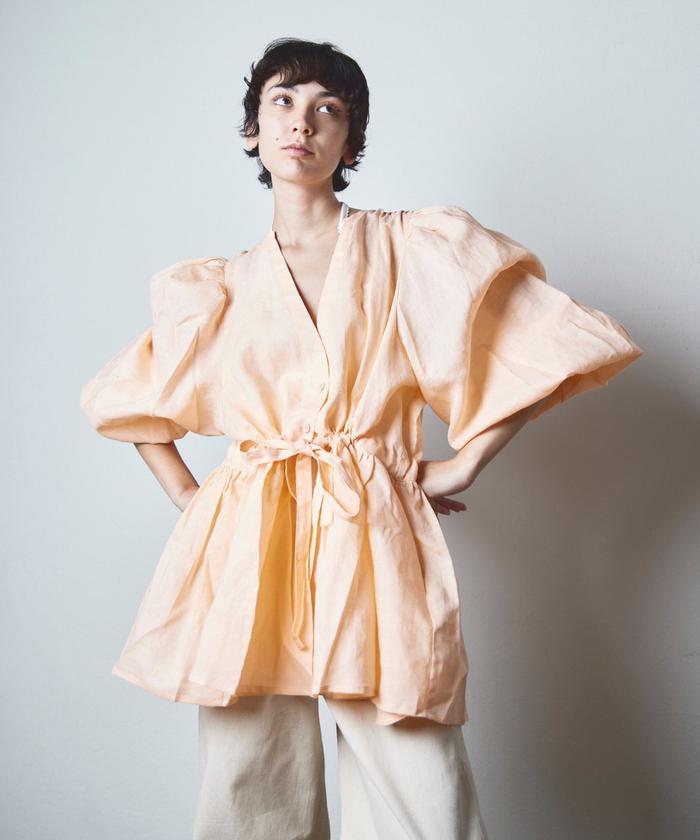 トレック販売店 papier/パピエ/Linnen gown/リネンガウン カットソー・Tシャツ フレンチリネン 3WAY変形ニット/カーディガン アグレアーブル Agreable