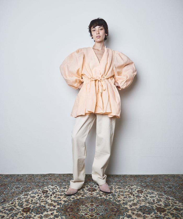 トレック販売店 papier/パピエ/Linnen gown/リネンガウン カットソー・Tシャツ フレンチリネン 3WAY変形ニット/カーディガン アグレアーブル Agreable