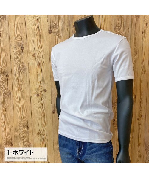 TopIsm(トップイズム)/AVIREX アビレックス Tシャツ メンズ 半袖 テレコリブ クルーネックTシャツ 無地 デイリーインナー カットソー/img02