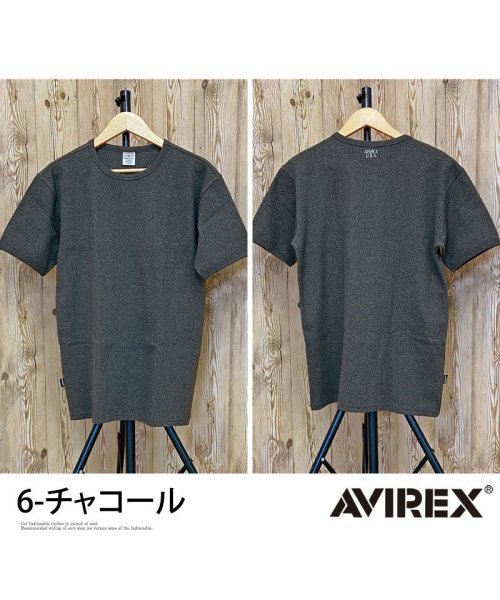 TopIsm(トップイズム)/AVIREX アビレックス Tシャツ メンズ 半袖 テレコリブ クルーネックTシャツ 無地 デイリーインナー カットソー/img13