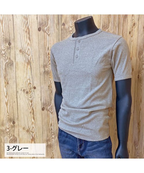 TopIsm(トップイズム)/AVIREX アビレックス Tシャツ メンズ 半袖 テレコリブ ヘンリーネックTシャツ 無地 デイリーインナー カットソー/img06