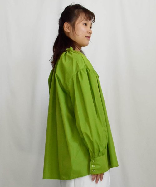 ARGO TOKYO(アルゴトウキョウ)/Volume Color Shirt 23046 裾リボンボリュームカラーブラウス 裾リボン　ボリューム　カラー　ブラウス　ギャザーブラウス　トップス　シャツ　/img03