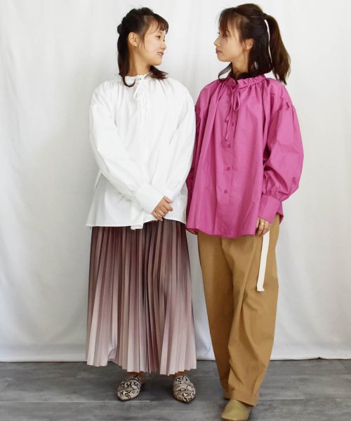 ARGO TOKYO(アルゴトウキョウ)/Volume Color Shirt 23046 裾リボンボリュームカラーブラウス 裾リボン　ボリューム　カラー　ブラウス　ギャザーブラウス　トップス　シャツ　/img06