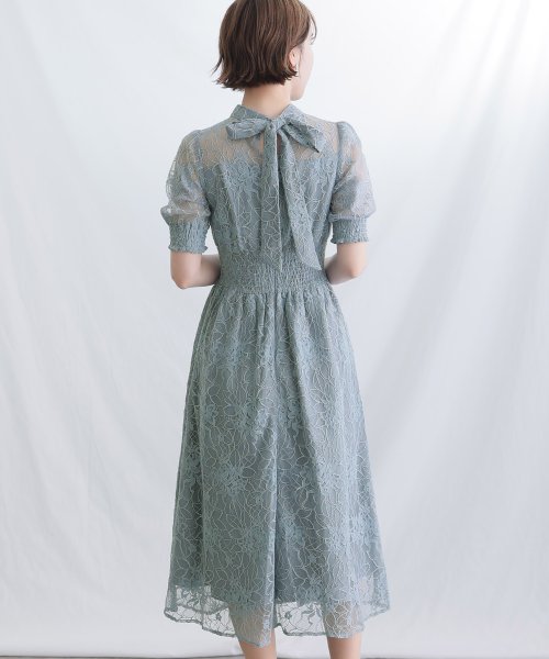 バックリボンシャーリングレース2wayドレス 