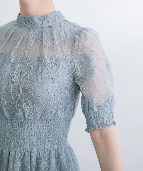 バックリボンシャーリングレース2wayドレス 