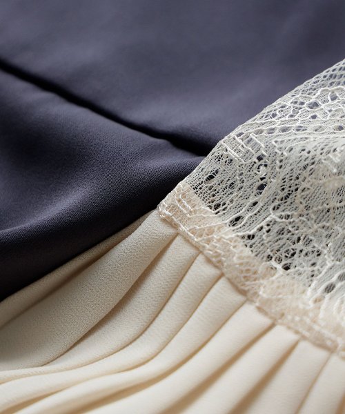 プリーツベルスリーブIラインドレス ワンピース フォーマル 結婚式 二次会 ベルスリーブ プリーツ袖 レース袖 オケージョンワンピ レース パーティードレス ハ 結婚式 二次会 備考 ポリエステル100%