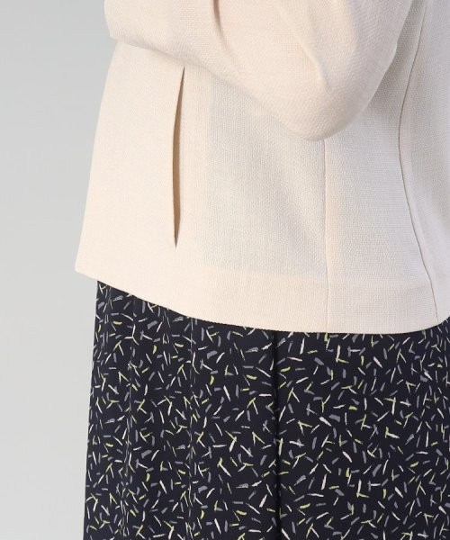 【清涼感／洗える】麻調 ノーカラーショートジャケット 