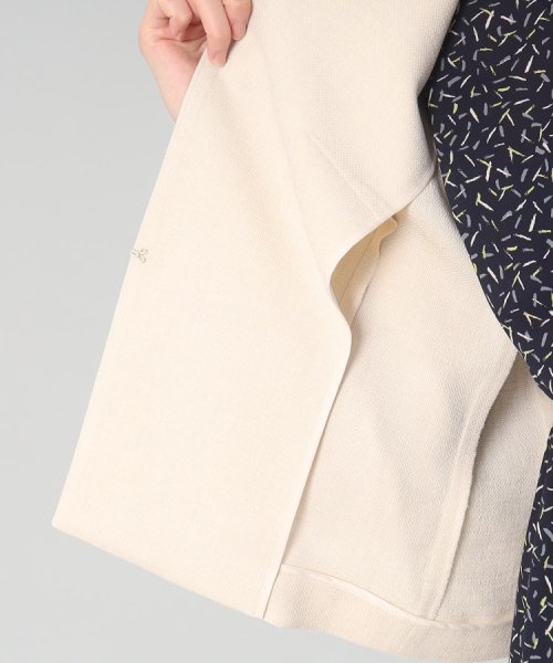 【清涼感／洗える】麻調 ノーカラーショートジャケット 