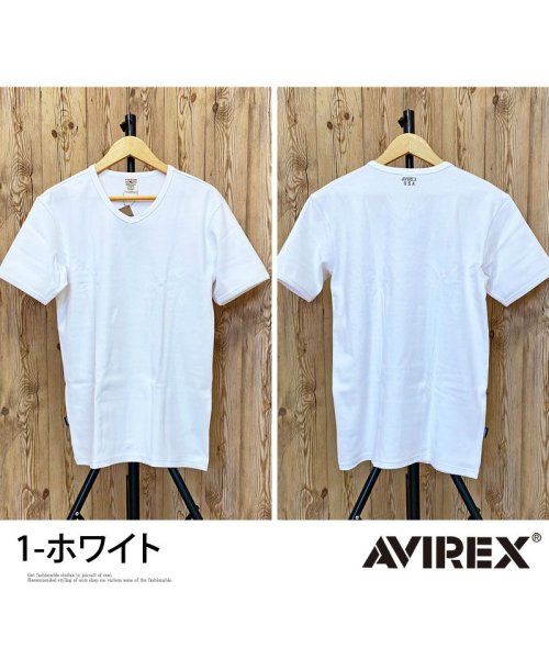 TopIsm(トップイズム)/AVIREX アビレックス Tシャツ メンズ 半袖 テレコリブ VネックTシャツ 無地 デイリーインナー カットソー/img03