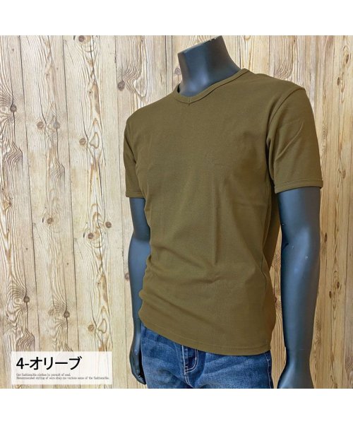 TopIsm(トップイズム)/AVIREX アビレックス Tシャツ メンズ 半袖 テレコリブ VネックTシャツ 無地 デイリーインナー カットソー/img08