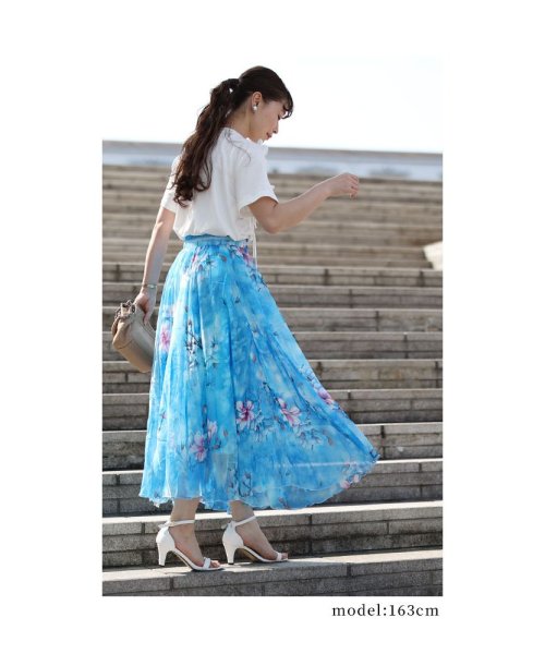 Sawa a la mode(サワアラモード)/花びら浮かぶ水彩フレアロングスカート/img06