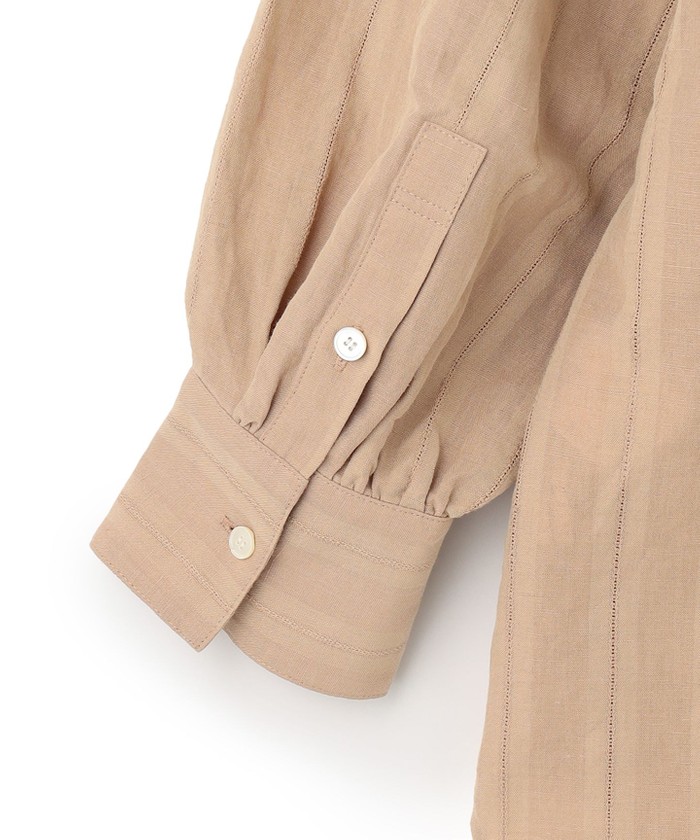 洗える】カラミストライプ ヘンリーネック ブラウス(505274056)|阪急