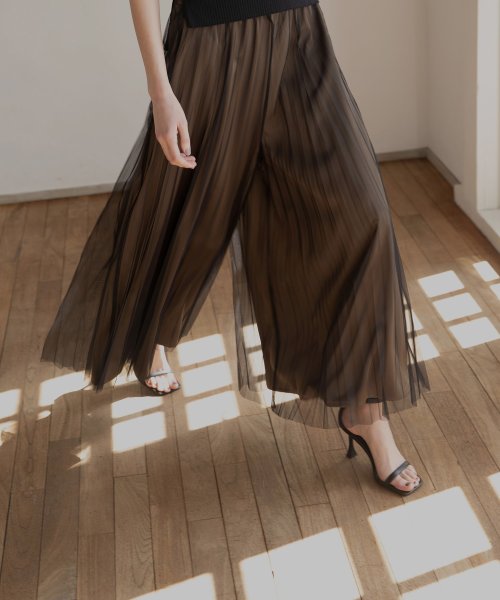 MIELI INVARIANT(ミエリ インヴァリアント)/Tulle Layer Pleat Pants/img03