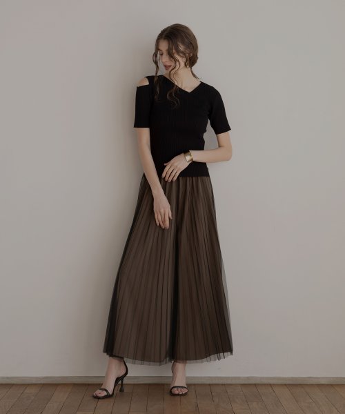 MIELI INVARIANT(ミエリ インヴァリアント)/Tulle Layer Pleat Pants/img07