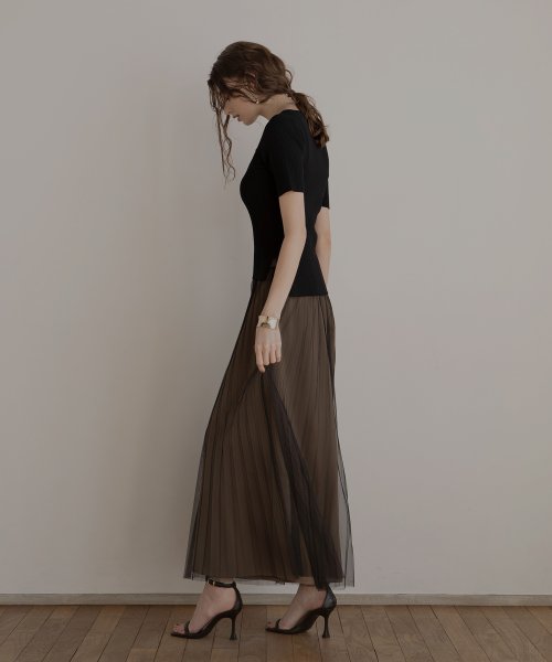 MIELI INVARIANT(ミエリ インヴァリアント)/Tulle Layer Pleat Pants/img08